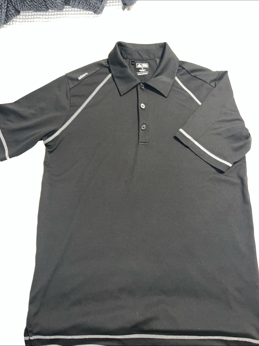 adidas Black Polo with White Contrast Piping